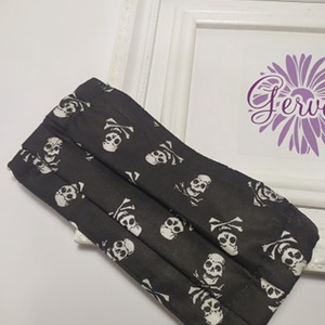Textil maszk, kétrétegű, fekete-halálfejes -  - Meska.hu