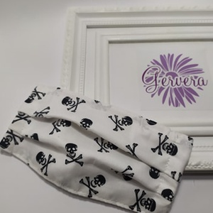 Textil maszk, kétrétegű, fehér-halálfejes -  - Meska.hu