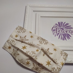 Textil maszk,kétrétegű, arany-hópehely -  - Meska.hu