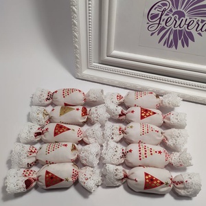 Szaloncukor,textil, piros karácsonyfás - karácsony - Meska.hu
