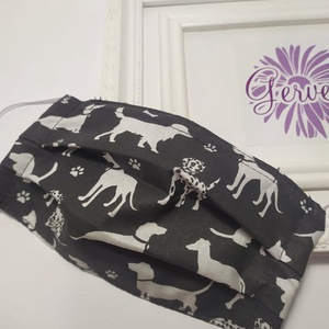 Textil maszk,kétrétegű, kutyás-fekete -  - Meska.hu