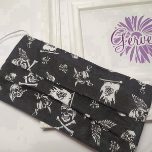 Textil maszk, kétrétegű kalózos halálfejes -  - Meska.hu