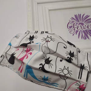 Textil maszk, kétrétegű cicás-színes -  - Meska.hu