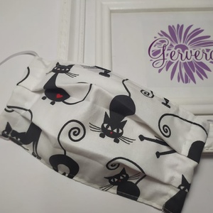 Textil maszk, kétrétegű nyújtózkodó cica -  - Meska.hu