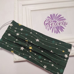 Textil maszk,kétrétegű zöld-csillagos -  - Meska.hu