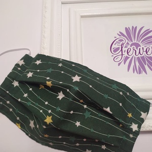 Textil maszk,kétrétegű zöld-csillagos -  - Meska.hu