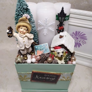 Adventi dísz, menta, kutyusos, Karácsony, Adventi díszek, Adventi koszorú, Virágkötés, MESKA