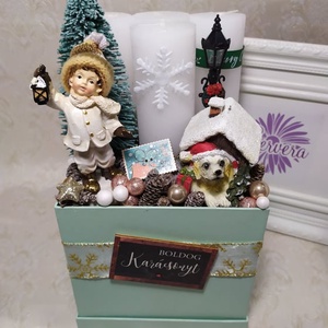 Adventi dísz, menta, kutyusos - karácsony - adventi díszek - adventi koszorú - Meska.hu