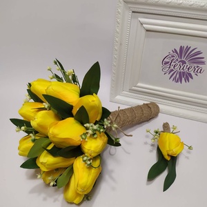 Menyasszonyi csokor, sárga tulipán - esküvő - menyasszonyi- és dobócsokor - Meska.hu