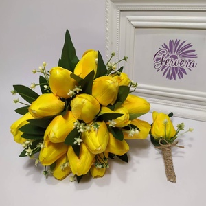 Menyasszonyi csokor, sárga tulipán - esküvő - menyasszonyi- és dobócsokor - Meska.hu