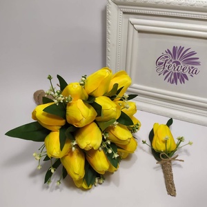 Menyasszonyi csokor, sárga tulipán - esküvő - menyasszonyi- és dobócsokor - Meska.hu