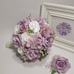 Menyasszonyi csokor, lila - esküvő - menyasszonyi- és dobócsokor - Meska.hu