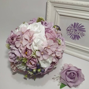 Menyasszonyi csokor, lila - esküvő - menyasszonyi- és dobócsokor - Meska.hu