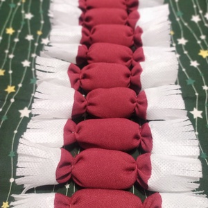 Retró textil szaloncukor, bordó - karácsony - karácsonyi lakásdekoráció - karácsonyfadíszek - Meska.hu