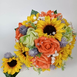 Menyasszonyi csokor, napraforgó, rózsa - esküvő - menyasszonyi- és dobócsokor - Meska.hu