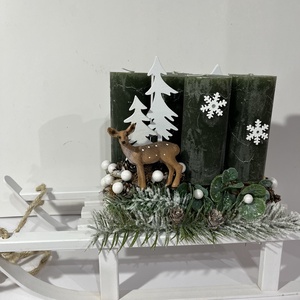 Szánkó, adventi koszorú - Meska.hu