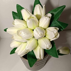 Menyasszonyi csokor, fehér tulipán - esküvő - menyasszonyi- és dobócsokor - Meska.hu