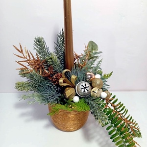 Arany karácsonyi asztaldísz gyertyával - karácsony - adventi díszek - adventi asztaldísz - Meska.hu