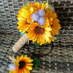 Napraforgó menyasszonyi csokor, kicsi - esküvő - menyasszonyi- és dobócsokor - Meska.hu