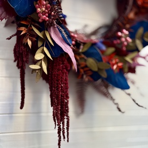 Bordó-Kék Koszorú - otthon & életmód - dekoráció - virágdísz és tartó - koszorú - Meska.hu