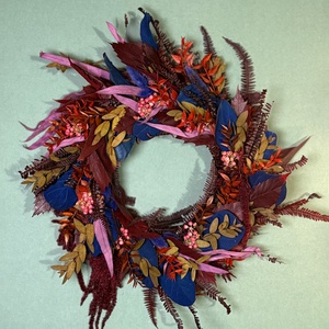 Bordó-Kék Koszorú - otthon & életmód - dekoráció - virágdísz és tartó - koszorú - Meska.hu