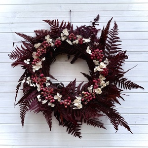 Bordó páfrány koszorú - otthon & életmód - dekoráció - virágdísz és tartó - koszorú - Meska.hu