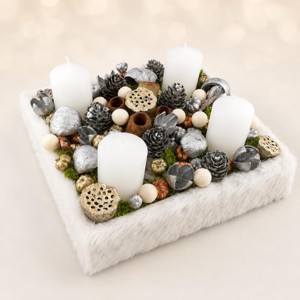 Letisztult fehér adventi box reliofi alappal - Meska.hu