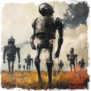 Szürreális ipari robotok v1 - ruha & divat - férfi ruha - férfi pulóver - Meska.hu