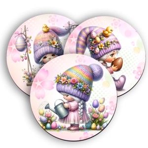 3 db cuki húsvéti manólány kör alakú alátét szett (#26), , , MESKA
