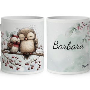 Névvel kérhető - Cuki téli baglyocskák mintás bögre, Otthon & Életmód, Konyhafelszerelés, tálalás, Tálalás, Bögre & Csésze, , MESKA