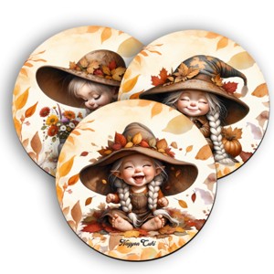 3 db cuki őszi manó lány kör alakú alátét szett (#87), , , MESKA