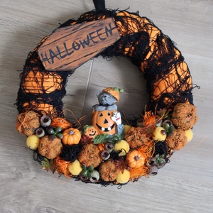 Halloween ajtódísz mackóval - Meska.hu