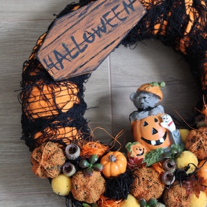 Halloween ajtódísz mackóval - otthon & életmód - dekoráció - halloween - halloweeni ajtódíszek és ablakdíszek - Meska.hu