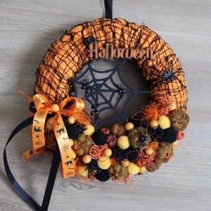 Pókos Halloween ajtódísz  - otthon & életmód - dekoráció - halloween - halloweeni ajtódíszek és ablakdíszek - Meska.hu