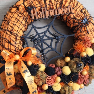 Pókos Halloween ajtódísz  - otthon & életmód - dekoráció - halloween - halloweeni ajtódíszek és ablakdíszek - Meska.hu