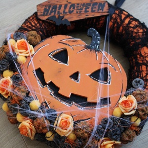 Halloween ajtódísz tökfejjel - otthon & életmód - dekoráció - halloween - halloweeni ajtódíszek és ablakdíszek - Meska.hu