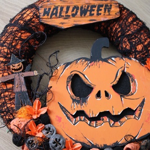 Rémséges Halloween-i ajtódísz  - otthon & életmód - dekoráció - halloween - halloweeni ajtódíszek és ablakdíszek - Meska.hu