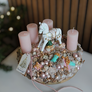 Hintalovas adventi koszorú  - karácsony - adventi díszek - adventi gyertyadíszek és koszorúdíszek - Meska.hu