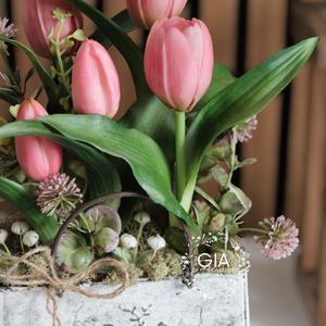 Tulipános bádog kaspós - otthon & életmód - dekoráció - asztal és polc dekoráció - asztaldísz - Meska.hu