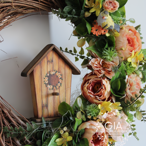 Tavaszi virágos ajtódísz - otthon & életmód - dekoráció - ajtó- és ablak dekoráció - ajtódísz & kopogtató - Meska.hu