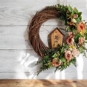 Tavaszi virágos ajtódísz - otthon & életmód - dekoráció - ajtó- és ablak dekoráció - ajtódísz & kopogtató - Meska.hu