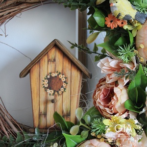 Tavaszi virágos ajtódísz - otthon & életmód - dekoráció - ajtó- és ablak dekoráció - ajtódísz & kopogtató - Meska.hu