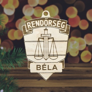 Karácsonyfadísz - Rendőrségi jelvény egyedi felirattal - karácsony - karácsonyi lakásdekoráció - karácsonyfadíszek - Meska.hu