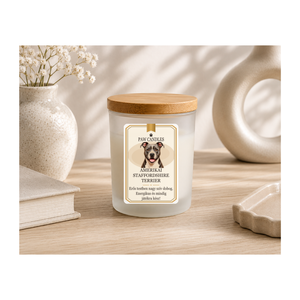 Kézműves szójaviasz illatgyertya - PAW CANDLES COLLECTION - AMERIKAI STAFFORDSHIRE TERRIER - Trópusi gyümölcs illattal, Otthon & Életmód, Gyertya, illat, aroma, Mécses és mécsestartó, , MESKA