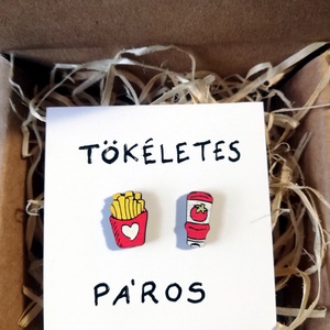 Tökéletes Páros (sültkrumpli és ketchup) fülbevaló - ékszer - fülbevaló - pötty fülbevaló - Meska.hu