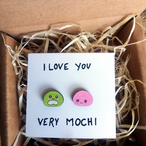Mochi fülbevaló (ajándék randira, szülinapra, pároknak) - ékszer - fülbevaló - pötty fülbevaló - Meska.hu
