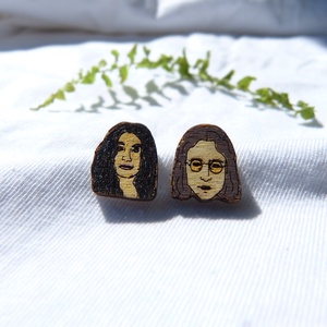 Lennon és Ono (Be my Yoko Ono) fülbevaló, Ékszer, Fülbevaló, Pötty fülbevaló, Ékszerkészítés, Famegmunkálás, MESKA