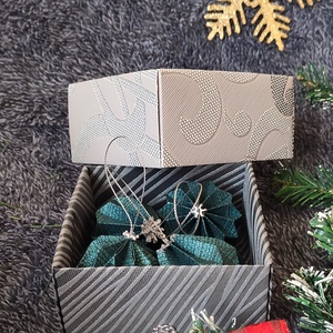 Különleges kékes zöld karácsonyfadísz szett díszdobozban (4 darabos) LNT01404 - karácsony - karácsonyi lakásdekoráció - karácsonyfadíszek - Meska.hu