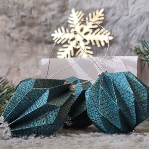 Különleges kékes zöld karácsonyfadísz szett díszdobozban (4 darabos) LNT01404 - karácsony - karácsonyi lakásdekoráció - karácsonyfadíszek - Meska.hu