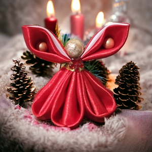 Fényes szatén angyalka (rosegold, piros, bordó, mályva színben) - karácsony - karácsonyi lakásdekoráció - karácsonyfadíszek - Meska.hu